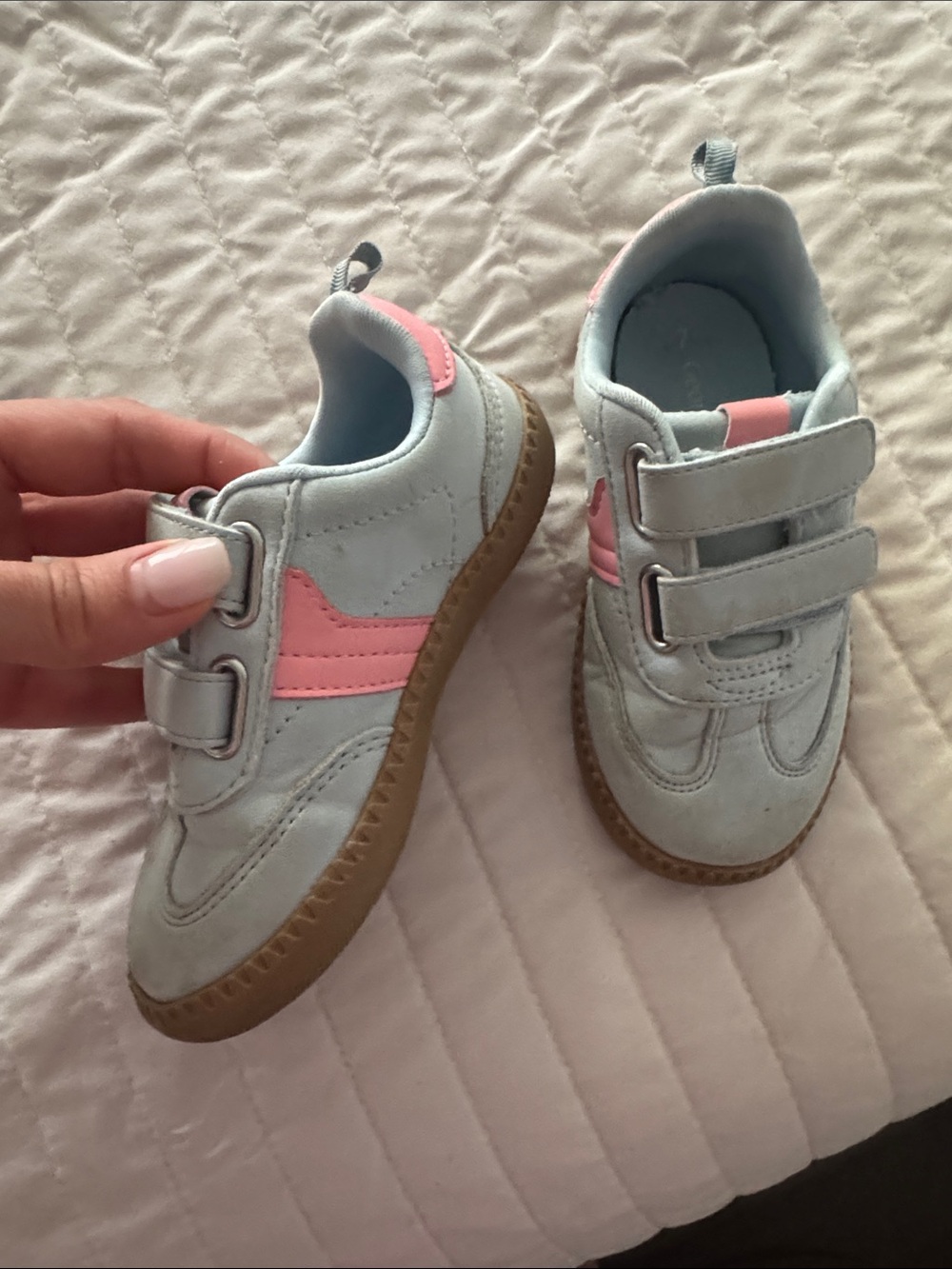 George Light Blue and Pink Velcro Kids Sneakers